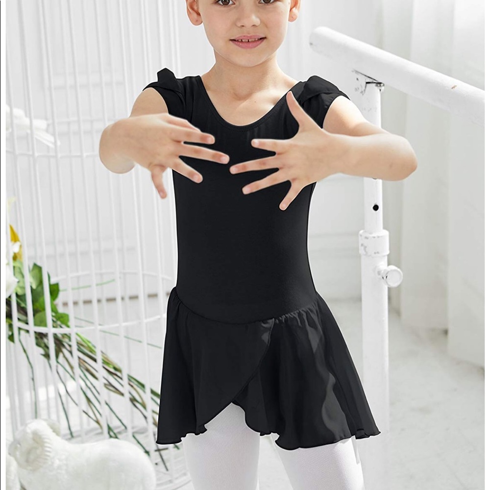 MdnMd Puffed Sleeve Skirted Leotard